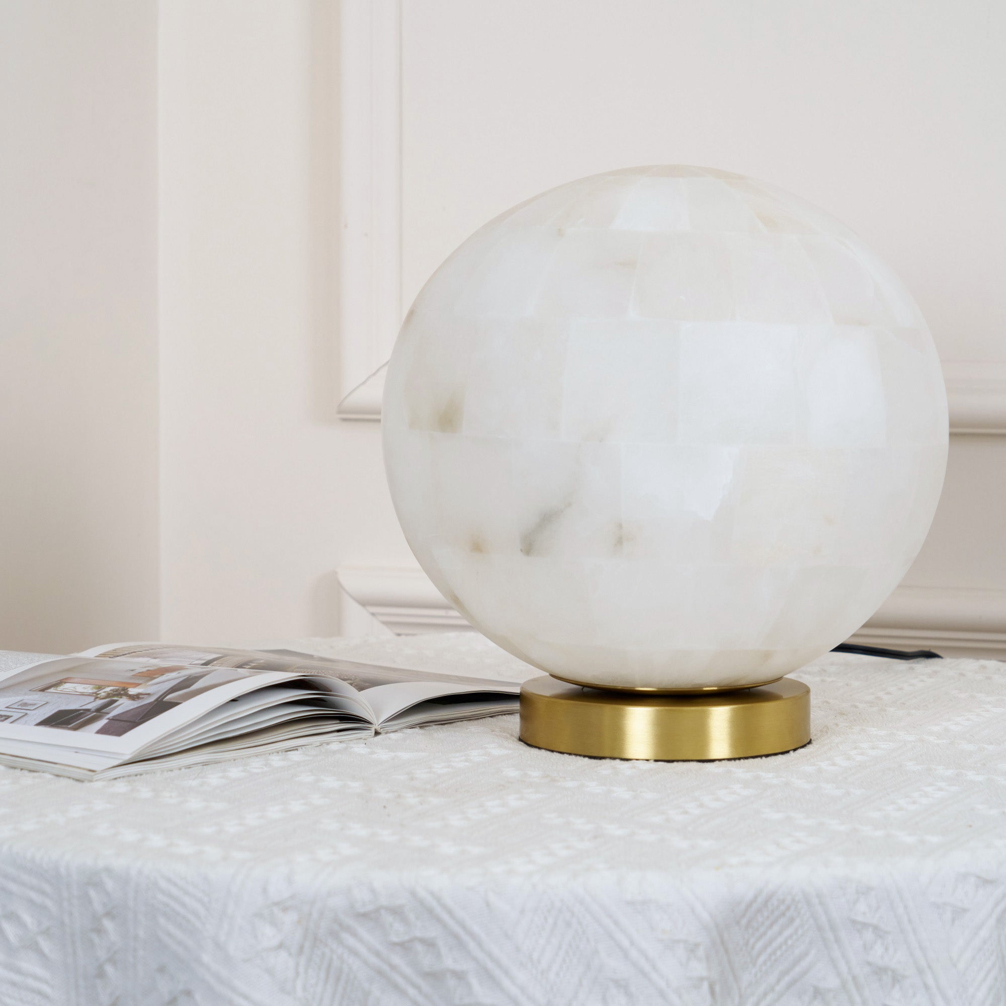 Alabaster Ball Table Lamp - Lamp Copper