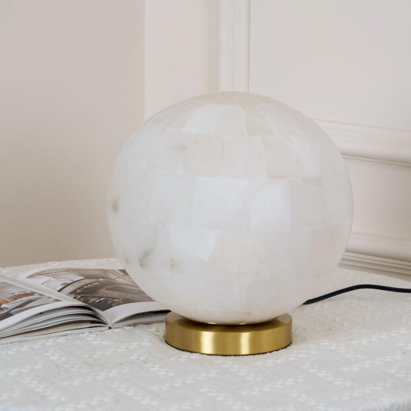 Alabaster Ball Table Lamp - Lamp Copper
