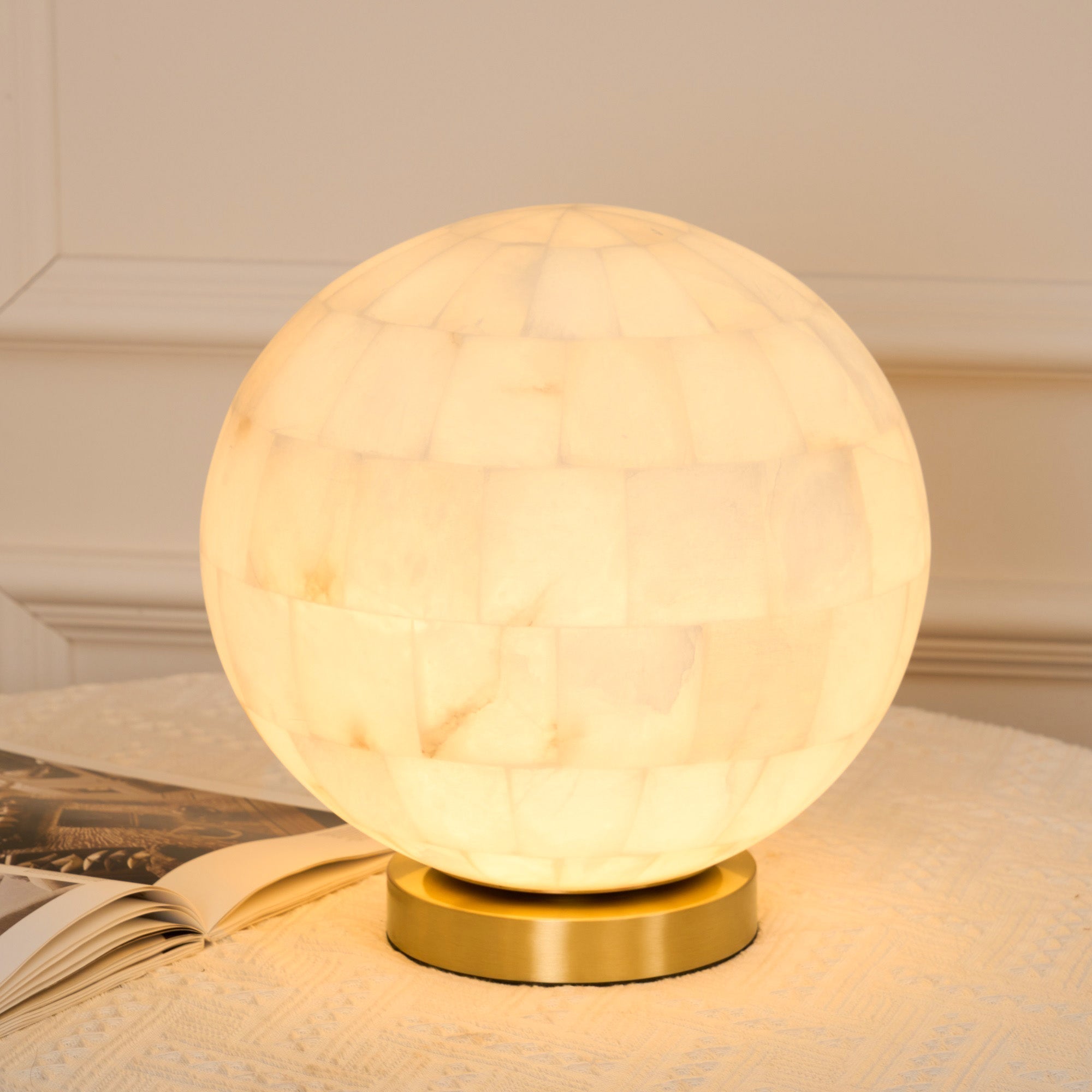 Alabaster Ball Table Lamp - Lamp Copper