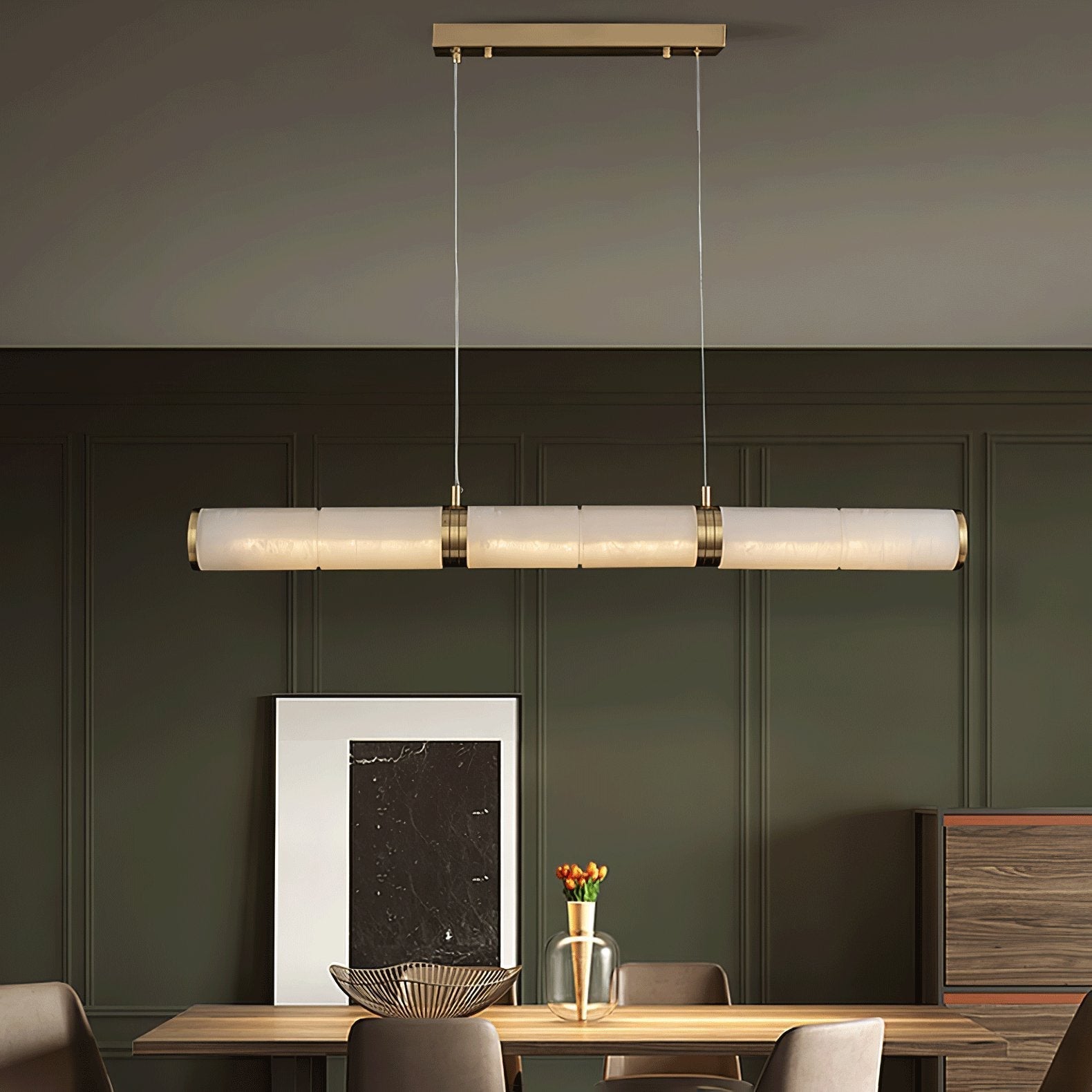 Eira Minimalist Alabaster Linear Pendant Light - Neutralighting