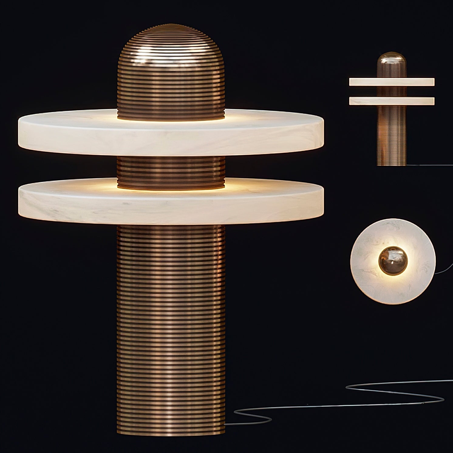 Alabaster Comet Table Lamp - Lamp Copper