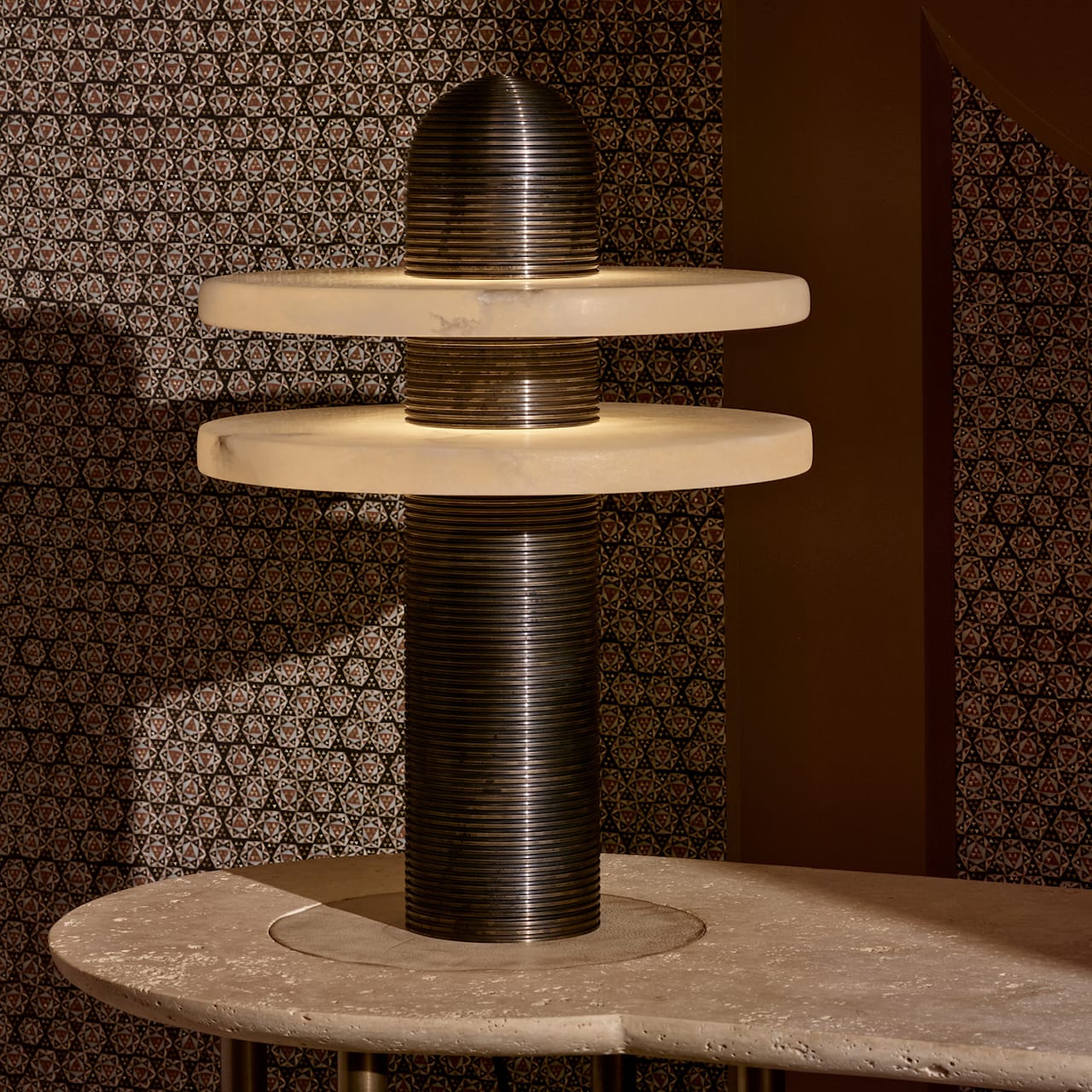 Alabaster Comet Table Lamp - Lamp Copper