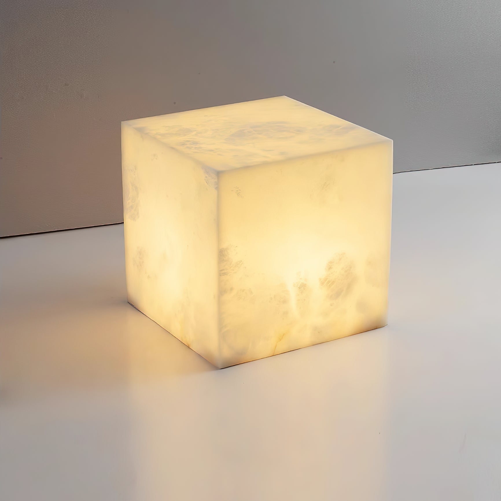 Alabaster Cubic Table Lamp - Lamp Copper