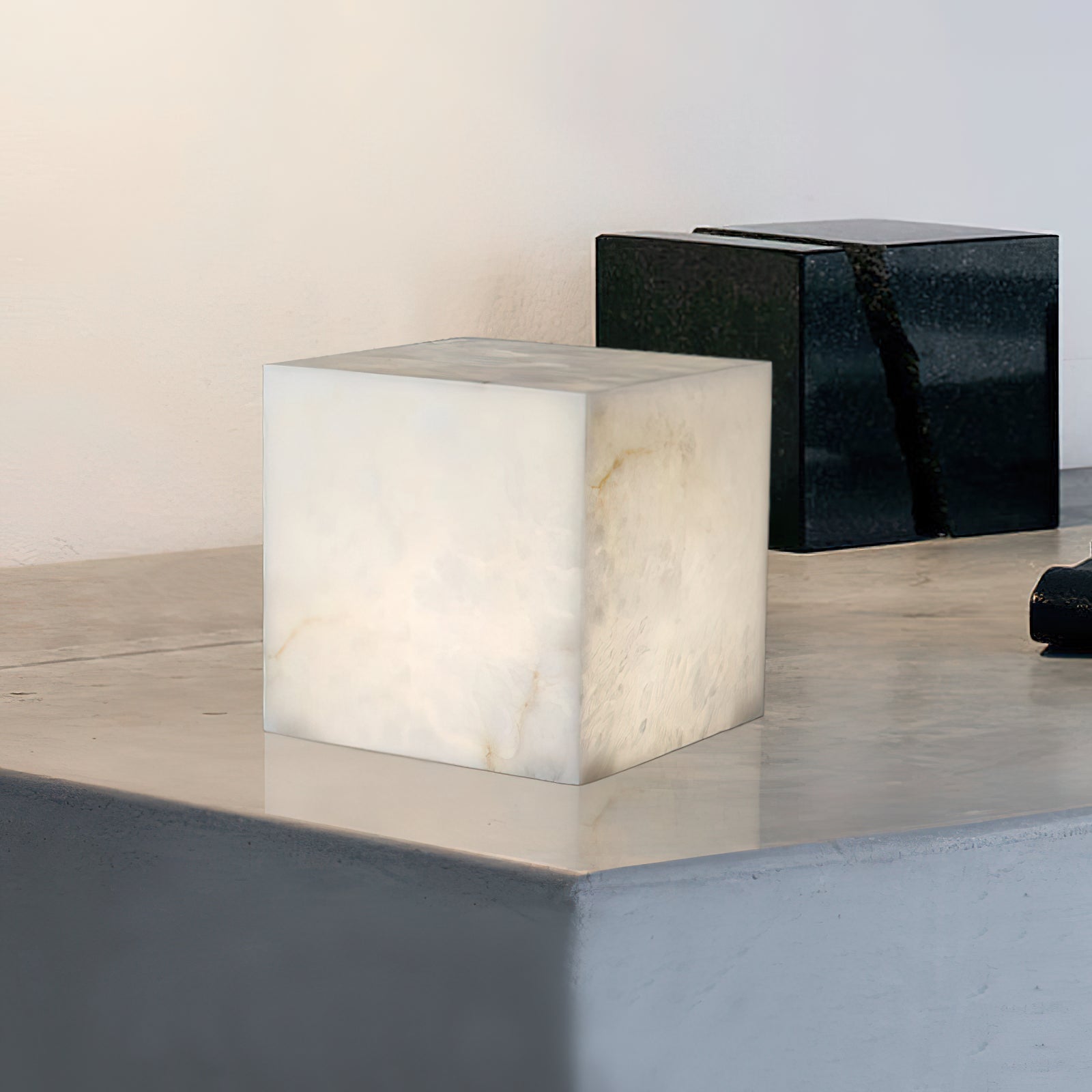Alabaster Cubic Table Lamp - Lamp Copper