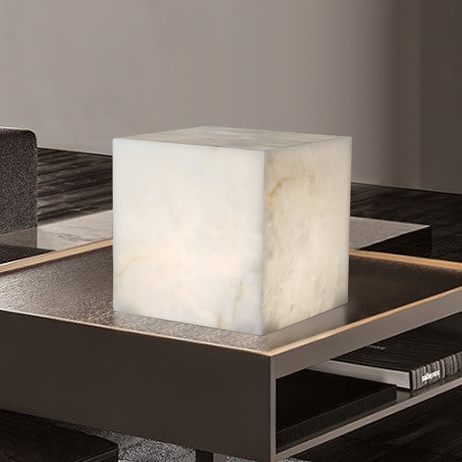 Alabaster Cubic Table Lamp - Lamp Copper