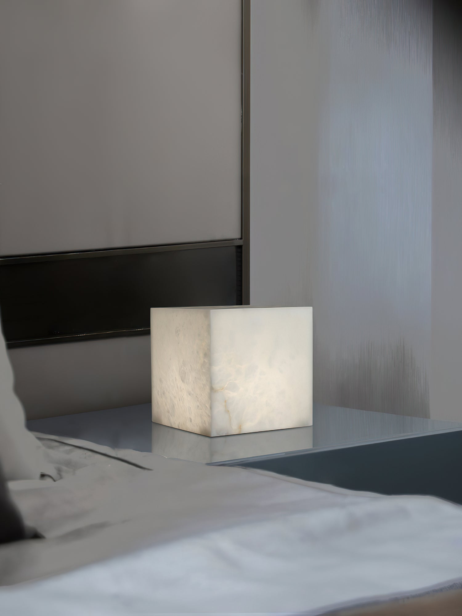 Alabaster Cubic Table Lamp - Lamp Copper