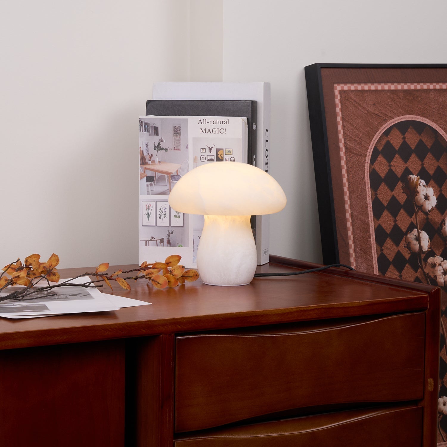 Alabaster Mushroom Table Lamp - Lamp Copper