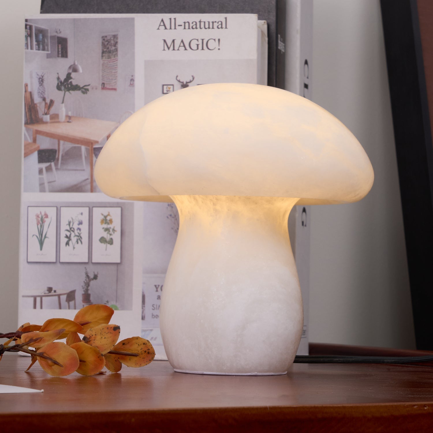 Alabaster Mushroom Table Lamp - Lamp Copper