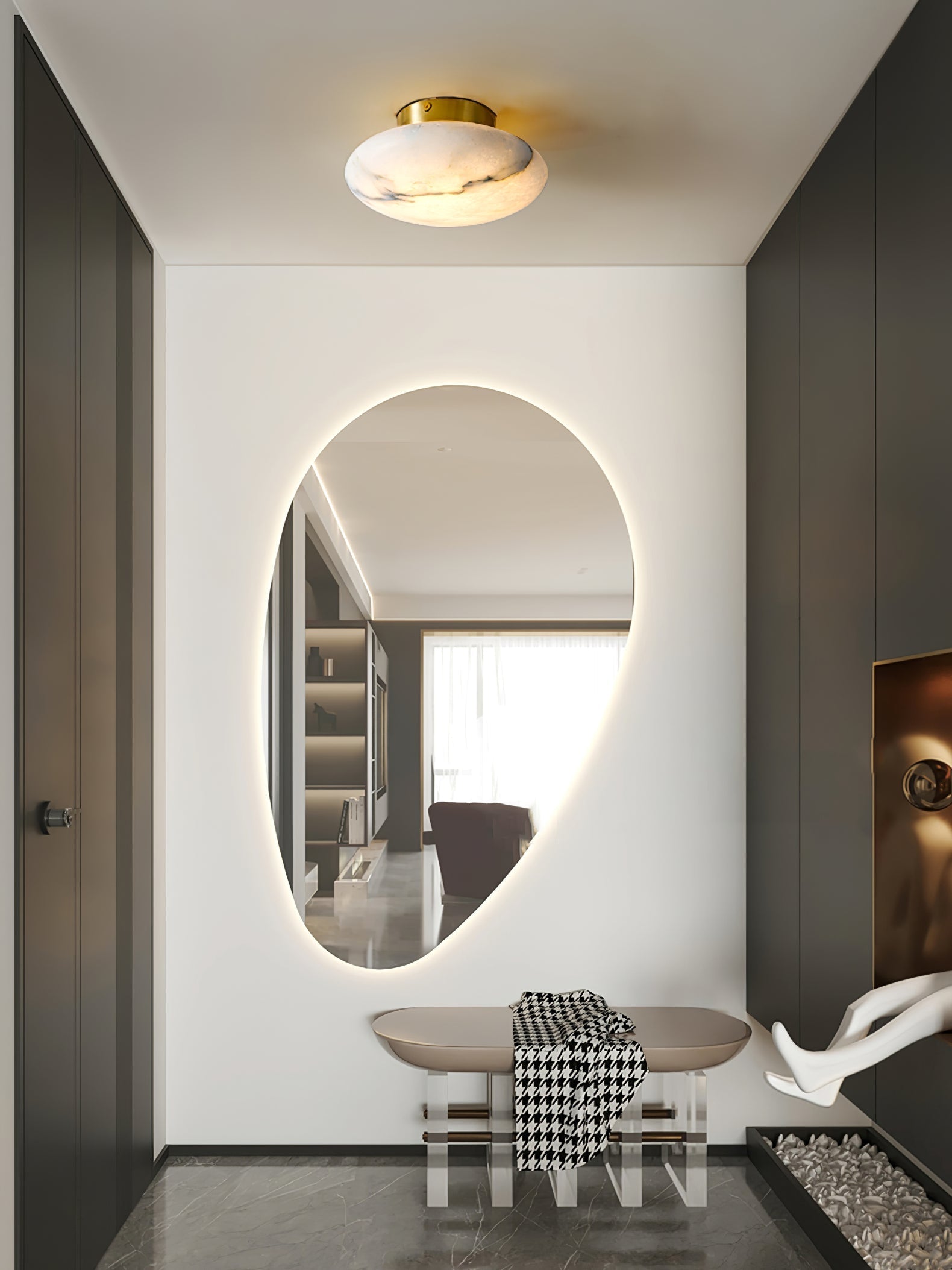 Vanorara Minimalist Alabaster Flush Mount Light - Neutralighting