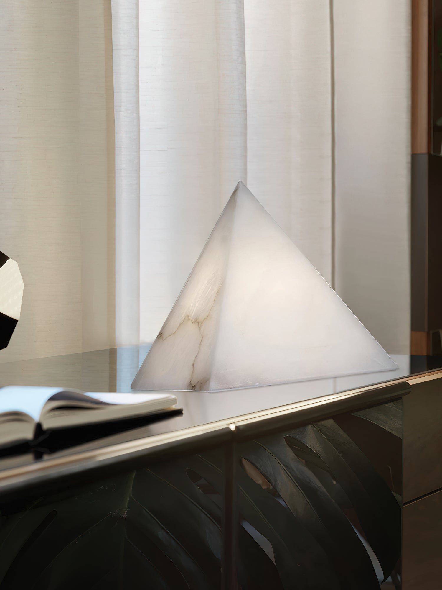 Alabaster Pyramid Table Lamp - Lamp Copper