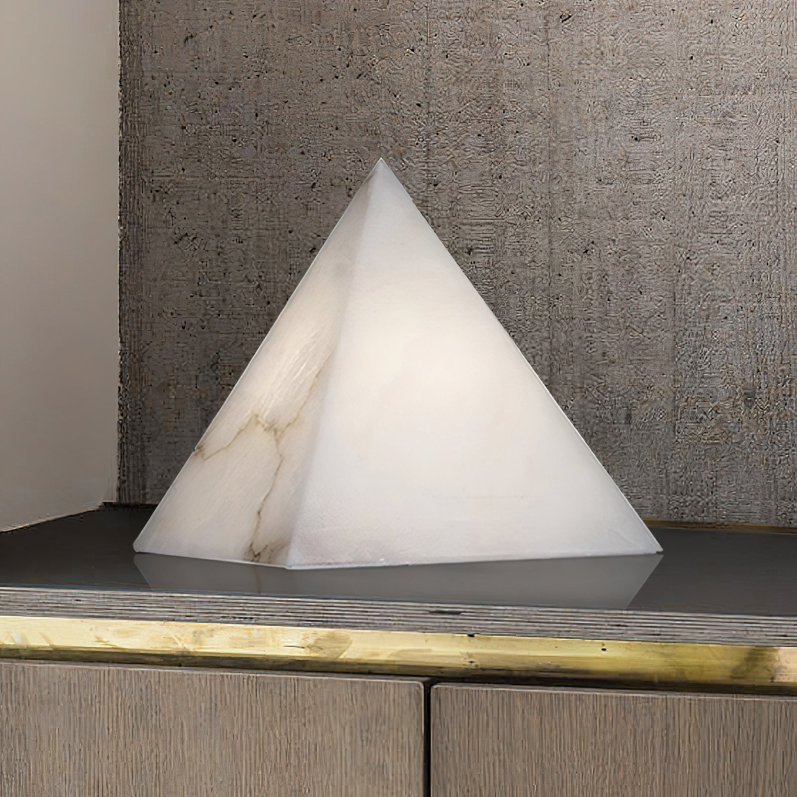 Alabaster Pyramid Table Lamp - Lamp Copper