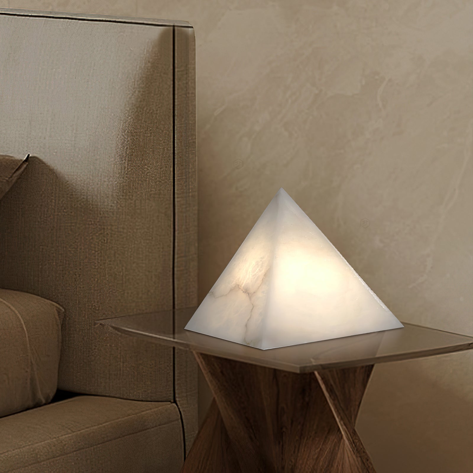 Alabaster Pyramid Table Lamp - Lamp Copper