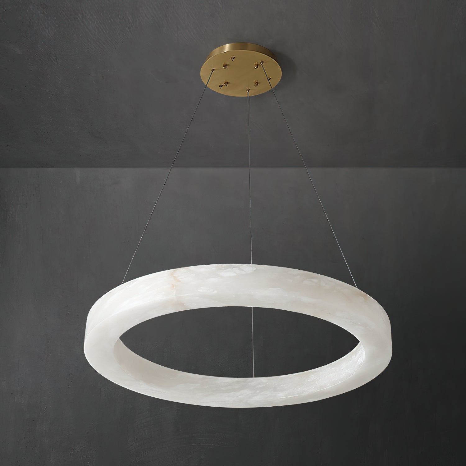 Plotuvyn Postmodern Luxury Ring Alabaster Chandelier - Lamp Copper