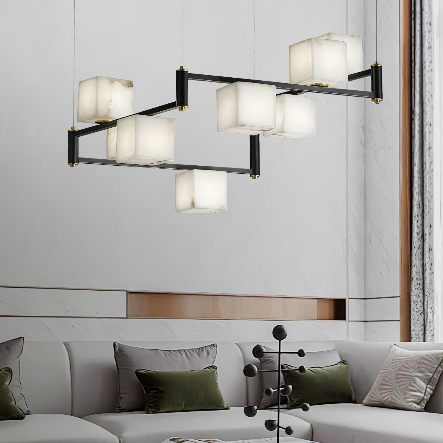 Ostruvye Individual Creativity Box Alabaster Chandelier - Lamp Copper