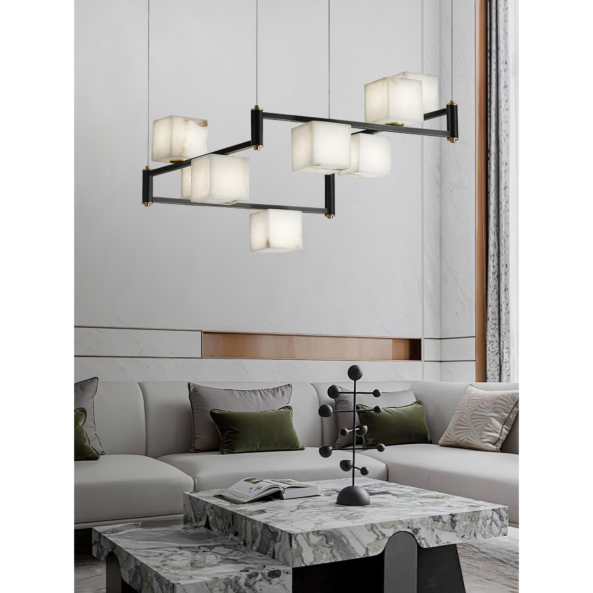Ostruvye Individual Creativity Box Alabaster Chandelier - Lamp Copper