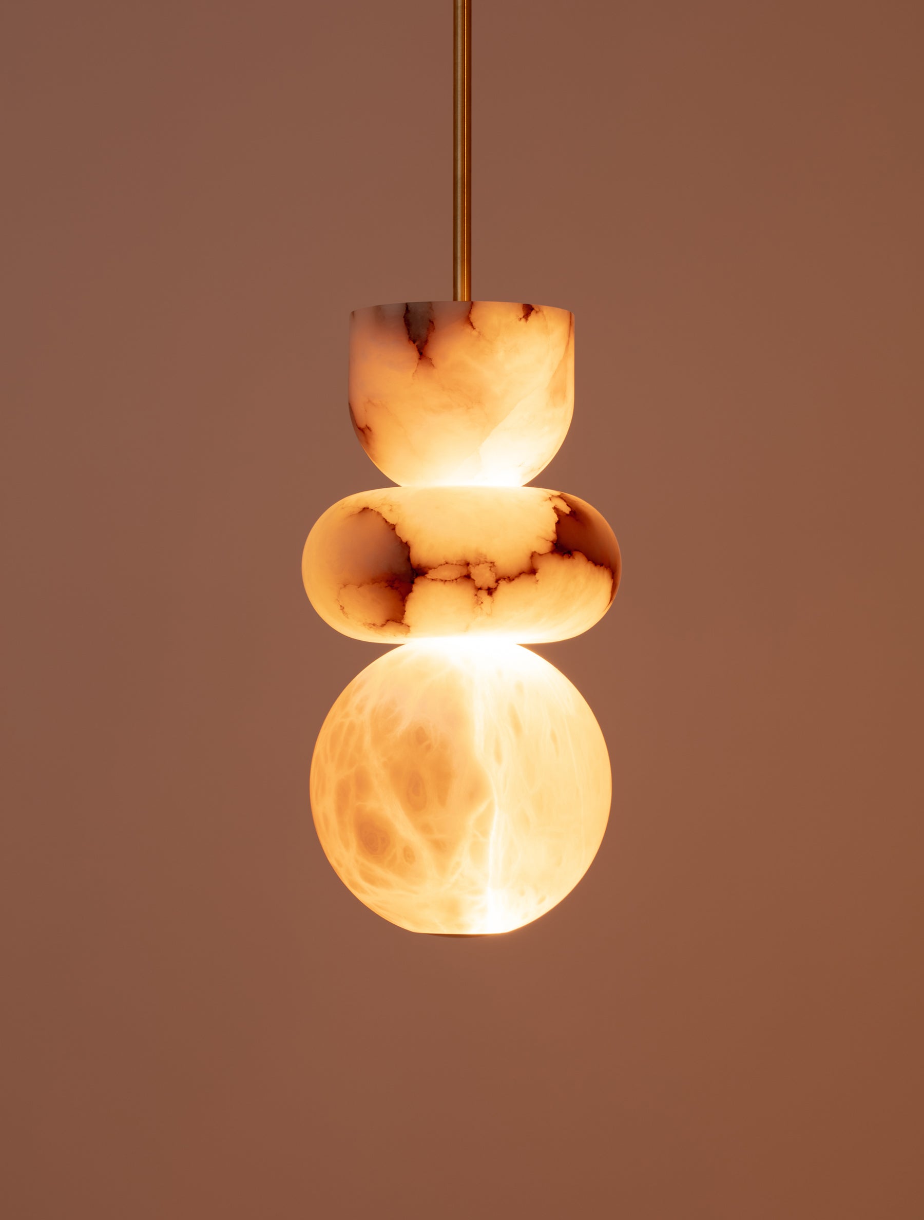 Rauduvyn Modern Totem Alabaster Pendant Lamp - Lamp Copper