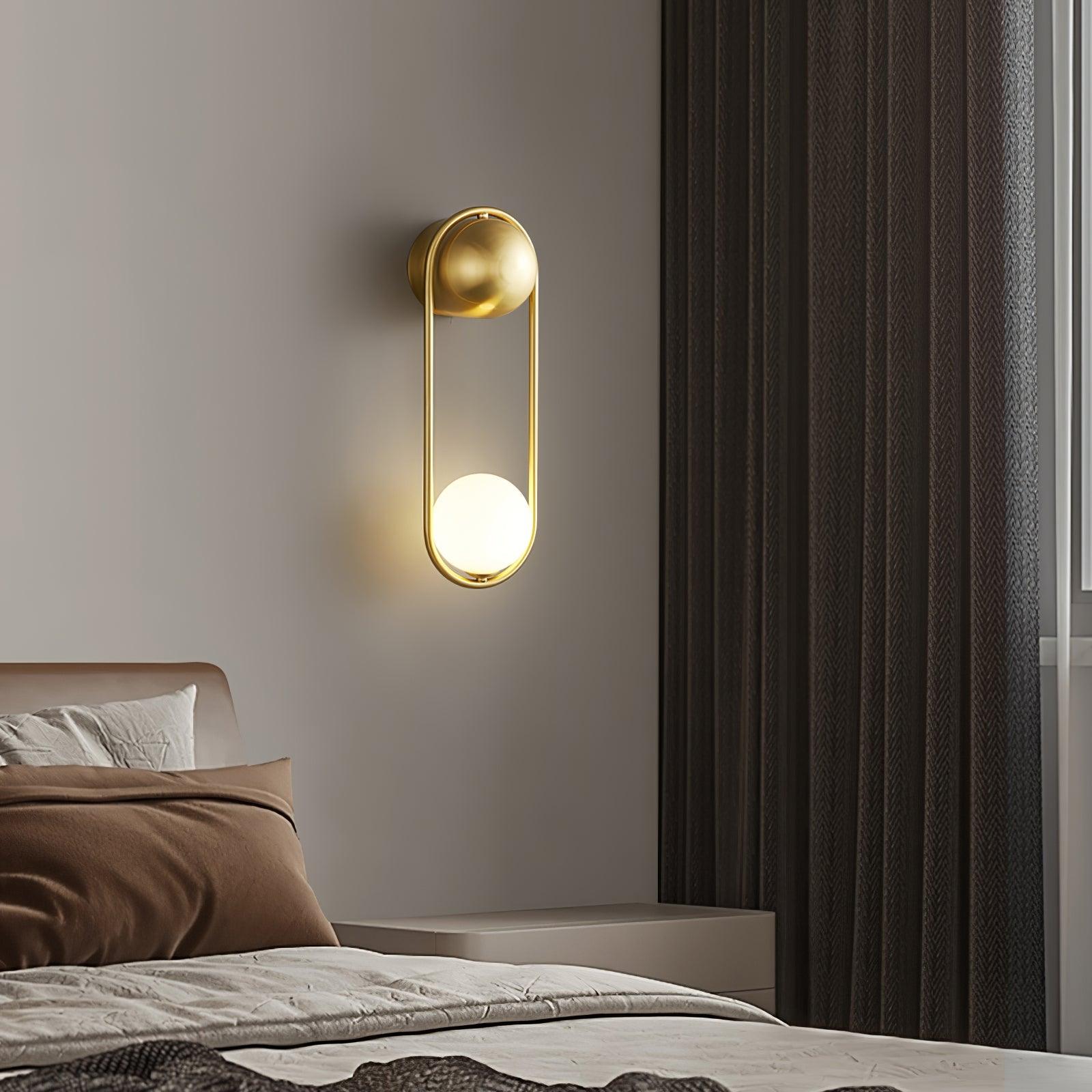 Wall Lamp with Brass Loop Frame and Glass Globe - Letslighting