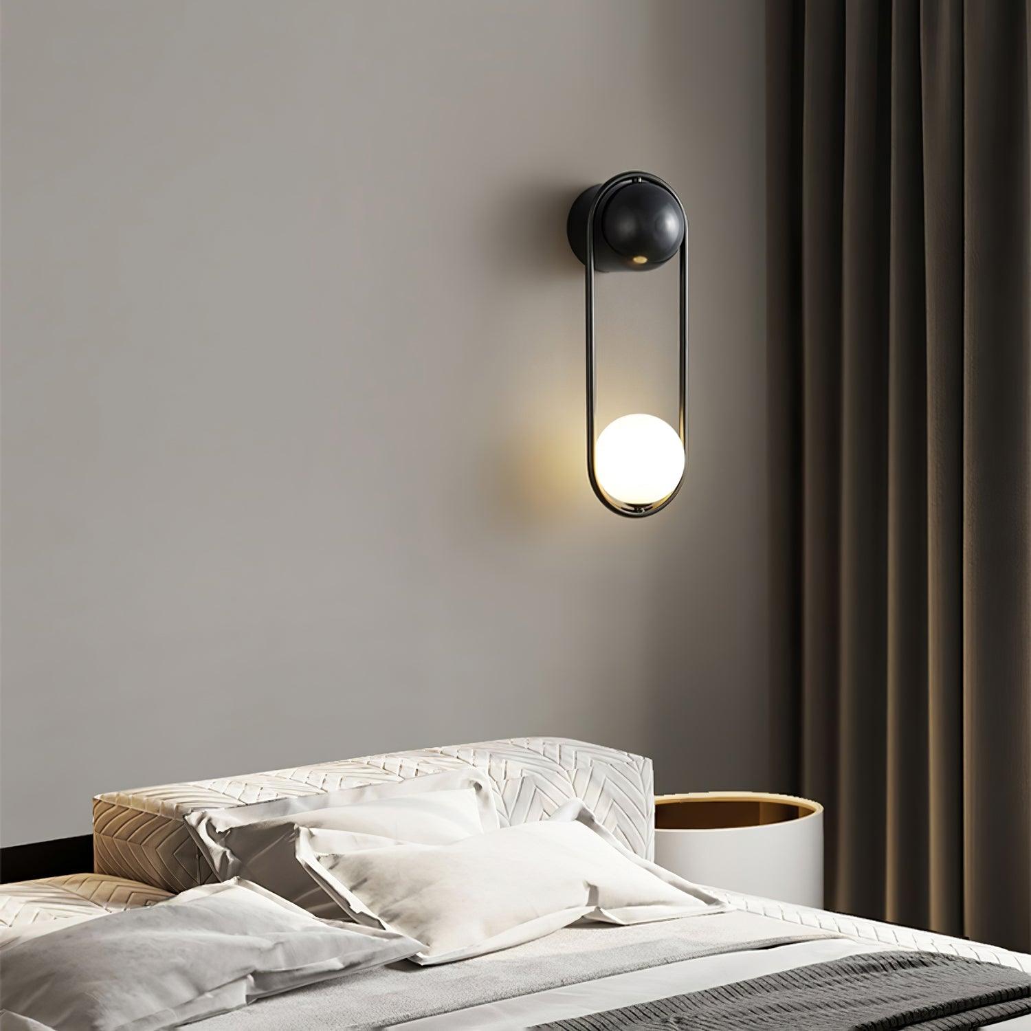 Wall Lamp with Brass Loop Frame and Glass Globe - Letslighting