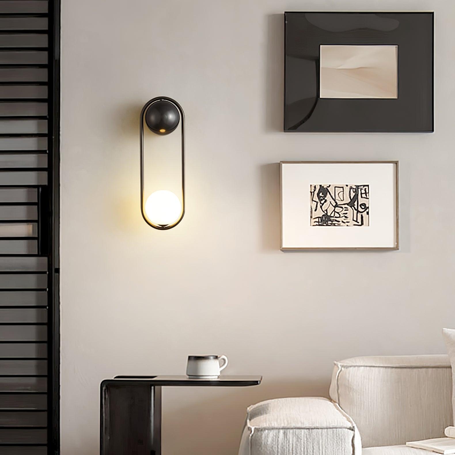Wall Lamp with Brass Loop Frame and Glass Globe - Letslighting