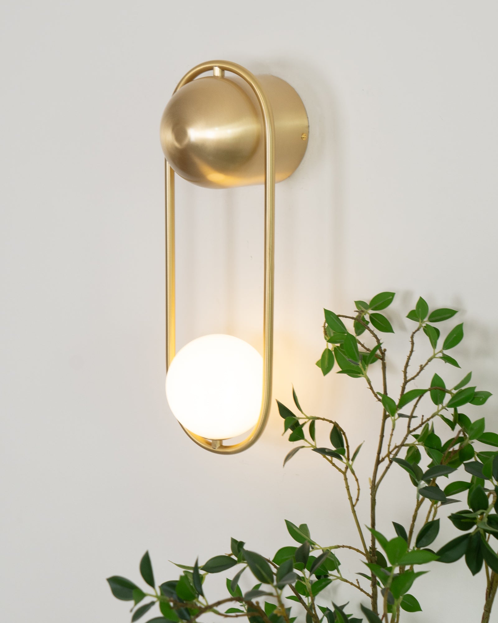 Wall Lamp with Brass Loop Frame and Glass Globe - Letslighting