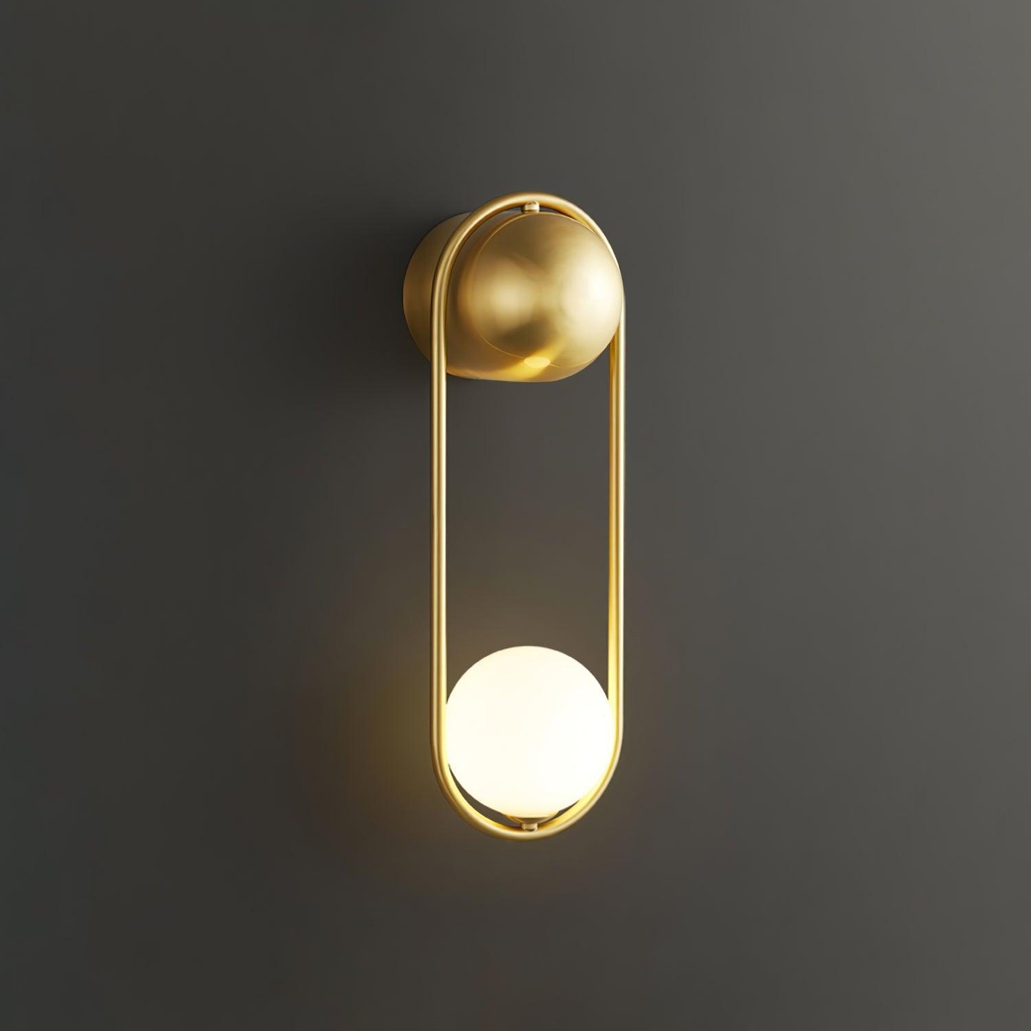 Wall Lamp with Brass Loop Frame and Glass Globe - Letslighting