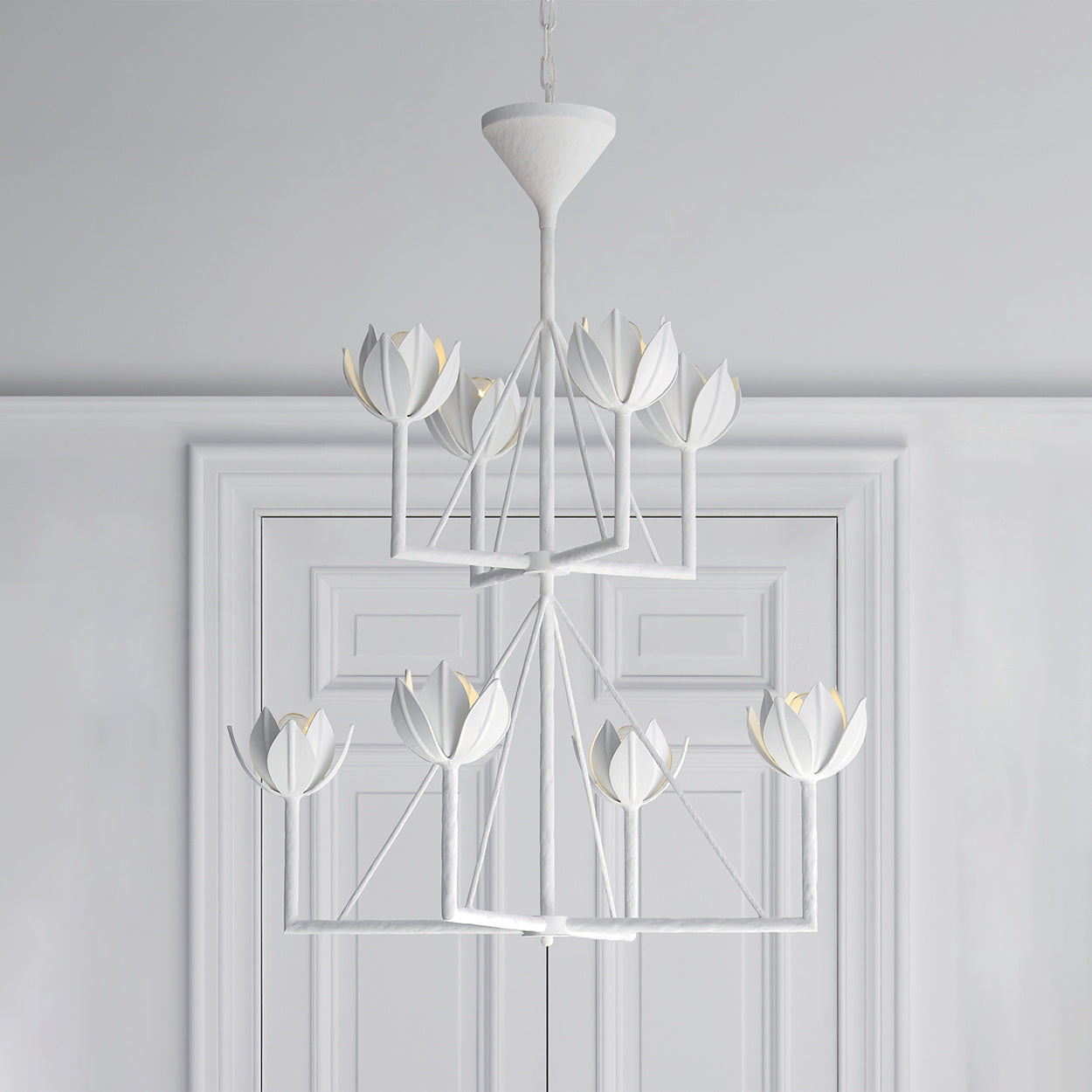 Alberto Modern Minimalist Floral Brass Chandelier - Lamp Copper