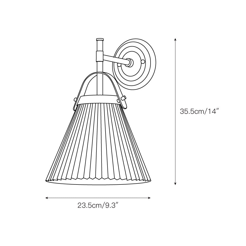 Pure Premium Elegance Pleated Brass Fabric Wall Lamp - Lamp Copper