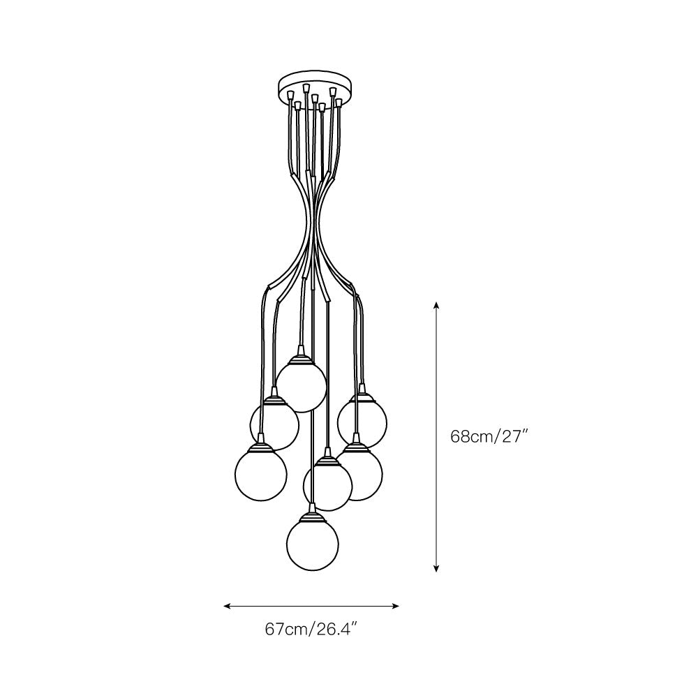 Zoruvyi Modern Minimalist Ball Drop Glass Chandelier - Lamp Copper
