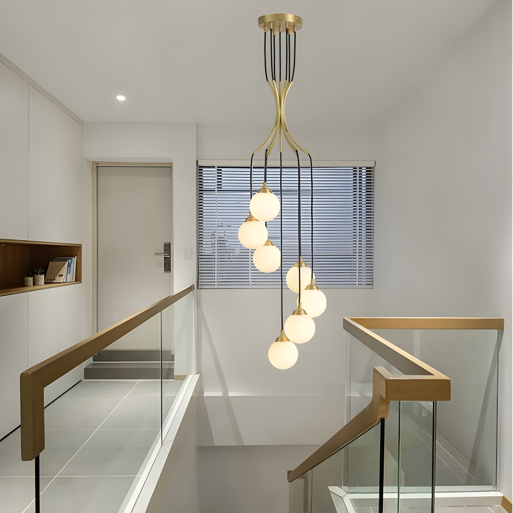 Zoruvyi Modern Minimalist Ball Drop Glass Chandelier - Lamp Copper