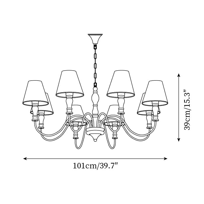 Florinda Floral Fabric Shade Chandelier with Wooden Arms - Letslighting