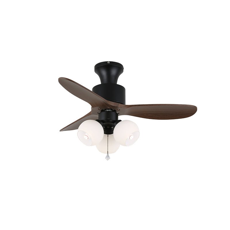 Ventilatore da Soffitto Veloria Vintage con Luce, Vetro e Legno