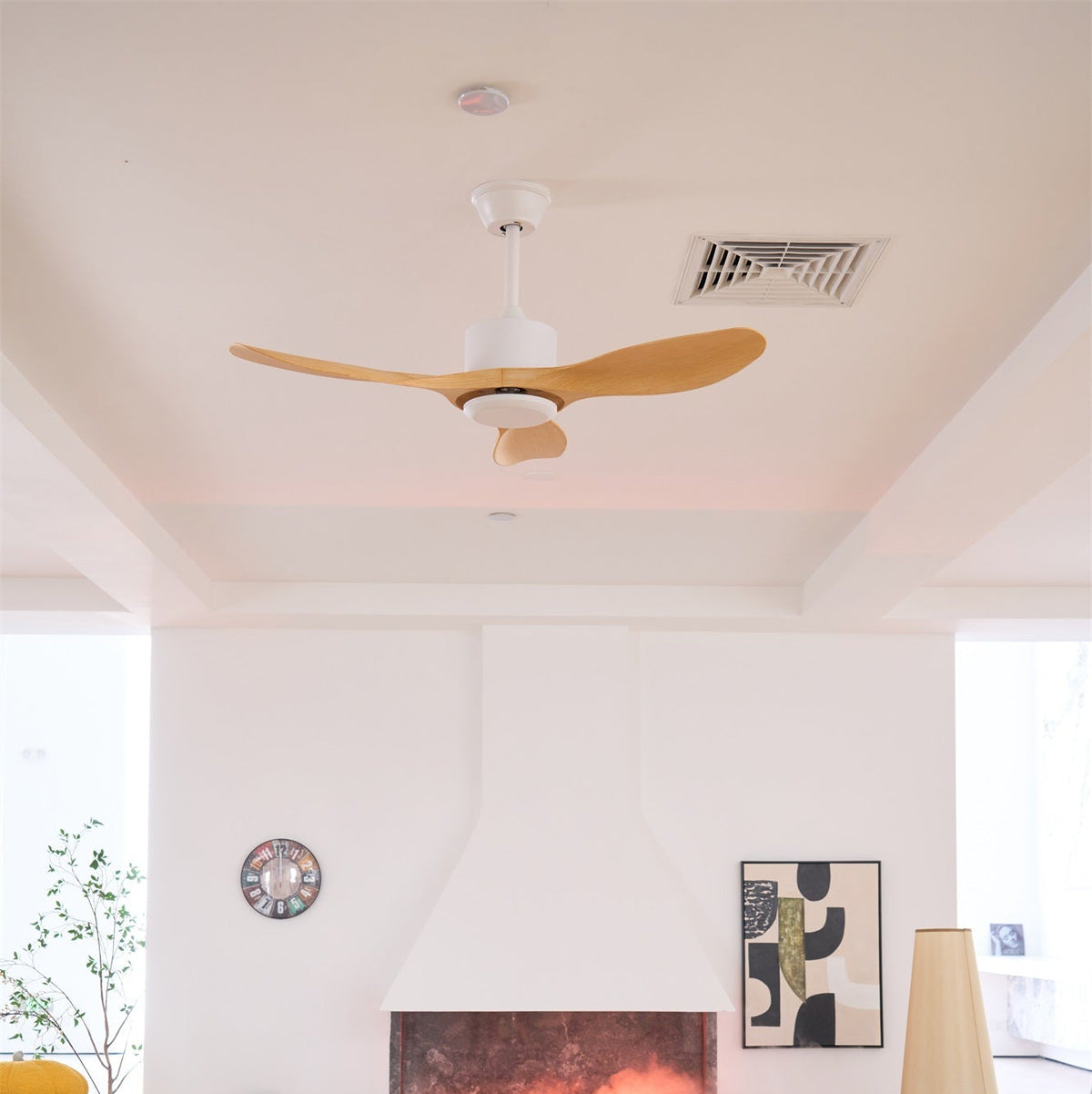 Ventilatore da soffitto Meren Minimalista in Legno con finitura Nera