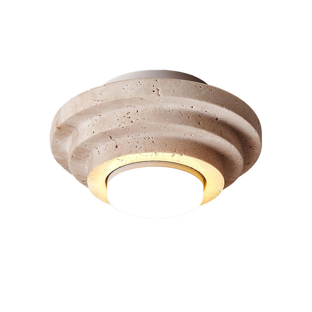 Zadoraris Tiered-Disc Travertine Ceiling Light - Neutralighting