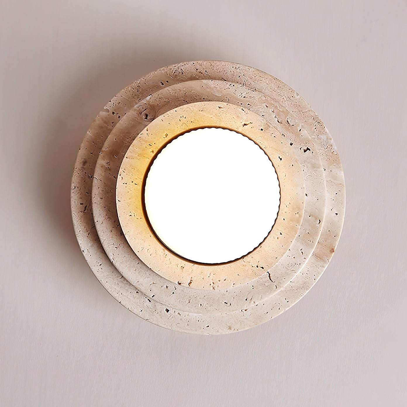 Zadoraris Tiered-Disc Travertine Ceiling Light - Neutralighting