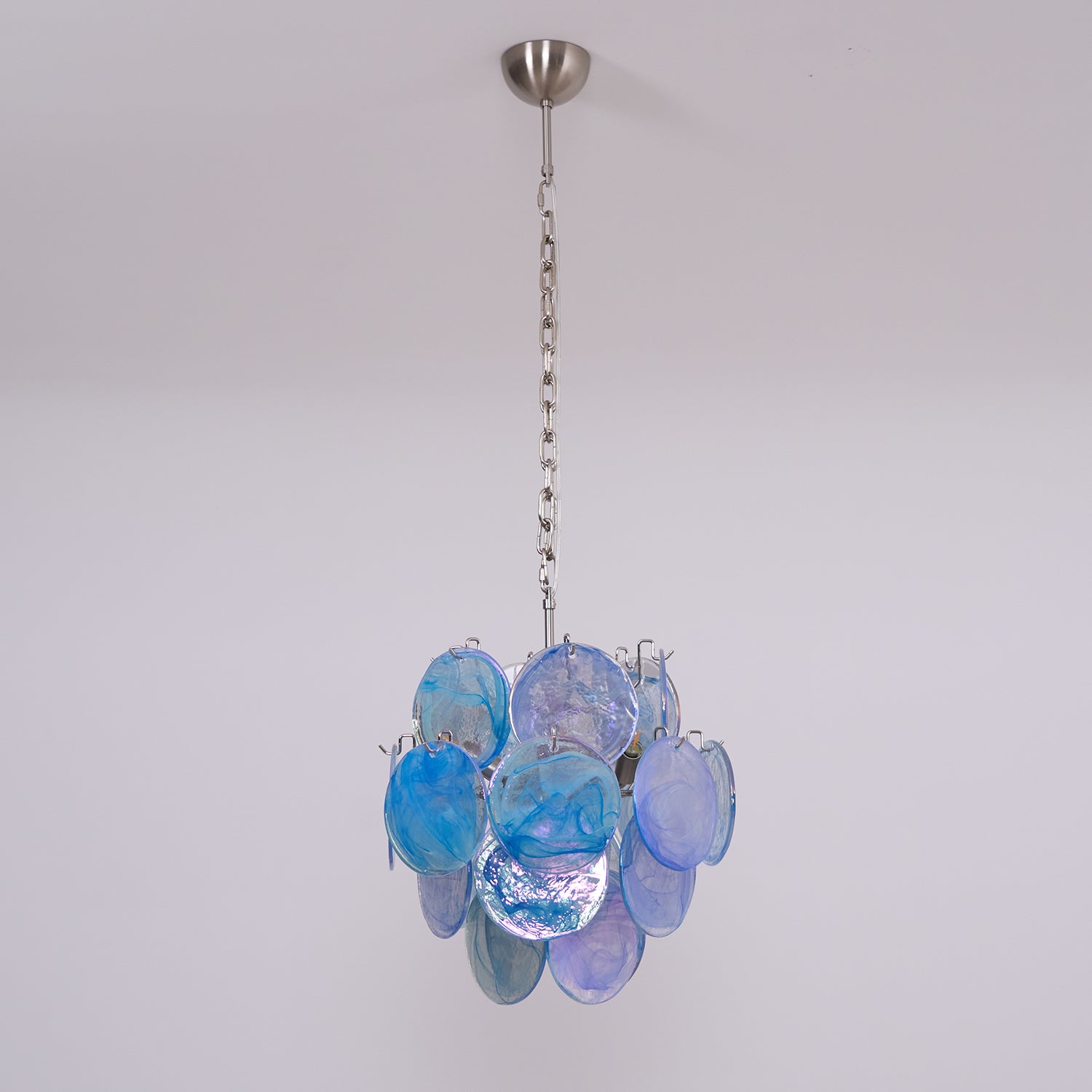 Aurora Chandelier Aqua Blue Murano Glass Disc Coastal - Blowlighting