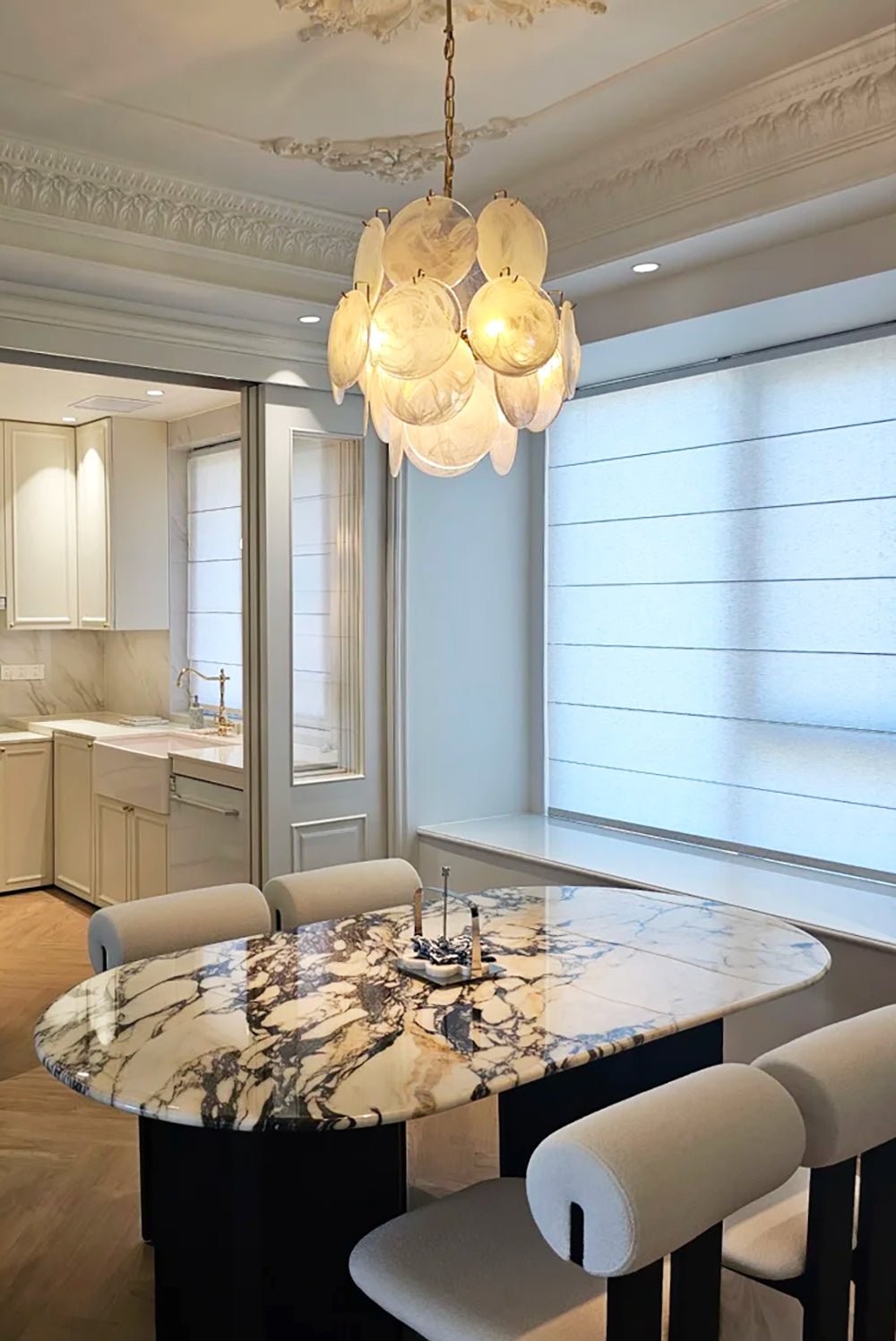Aurora Chandelier Apricot Murano Glass Disc Layered Artistic - Neutralighting