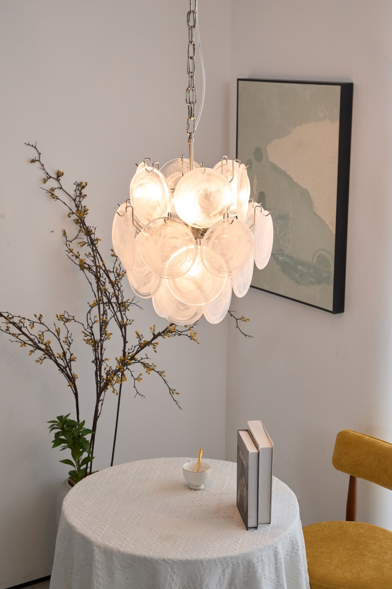 Aurora Chandelier Apricot Murano Glass Disc Layered Artistic - Neutralighting