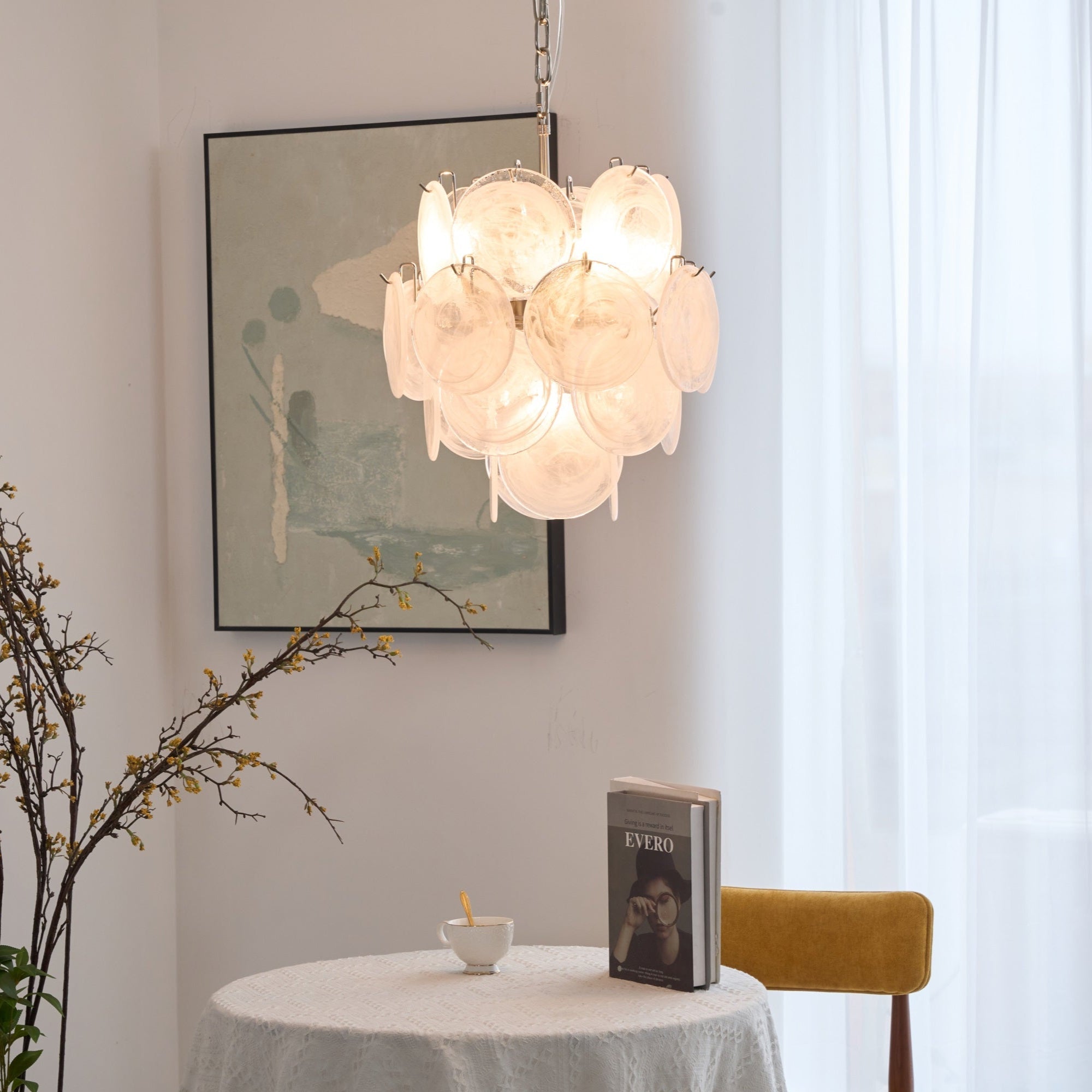 Aurora Chandelier Apricot Murano Glass Disc Layered Artistic - Neutralighting
