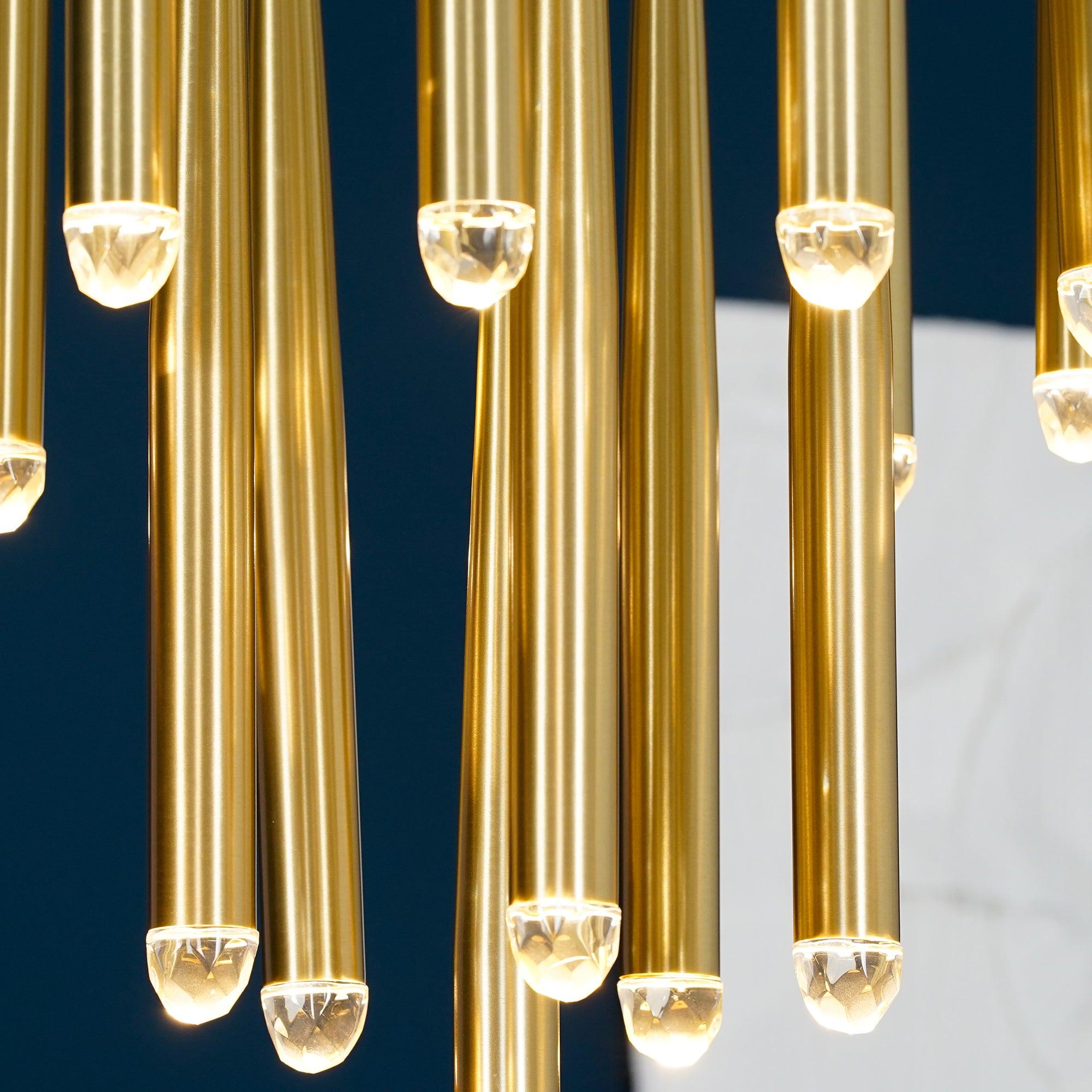 Chandelier Crystal Shade Brass Blackened Silver Luxe Staircase - Letslighting