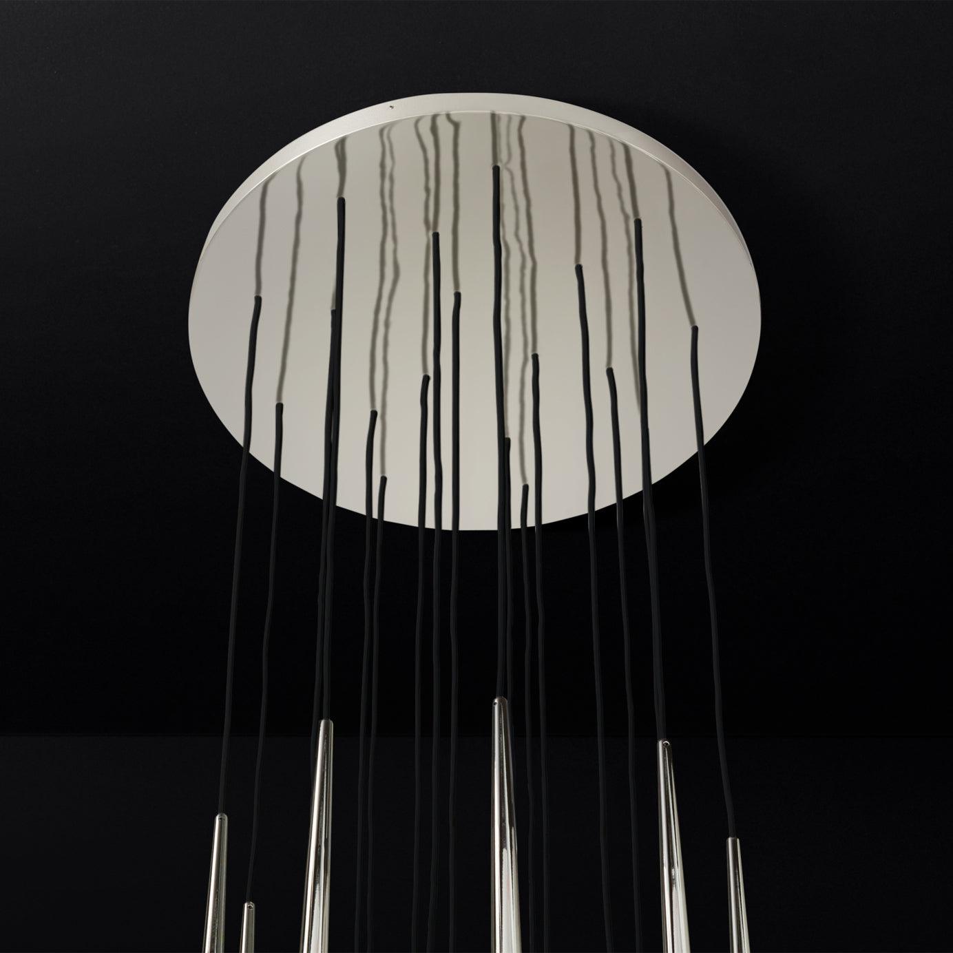 Chandelier Crystal Shade Brass Blackened Silver Luxe Staircase - Letslighting