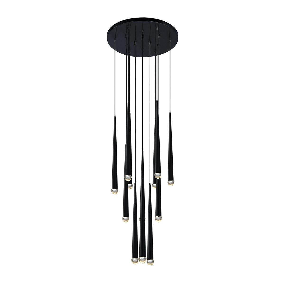 Chandelier Crystal Shade Brass Blackened Silver Luxe Staircase - Letslighting