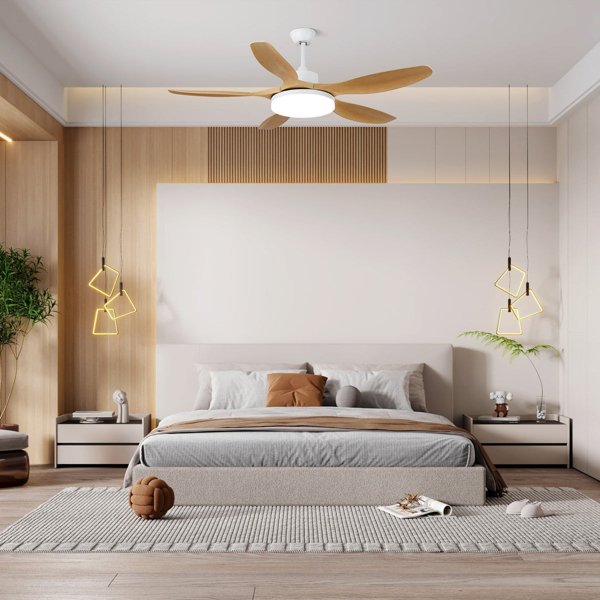 Ventilatore da Soffitto Minimalista in Legno Arysen con finitura Nera