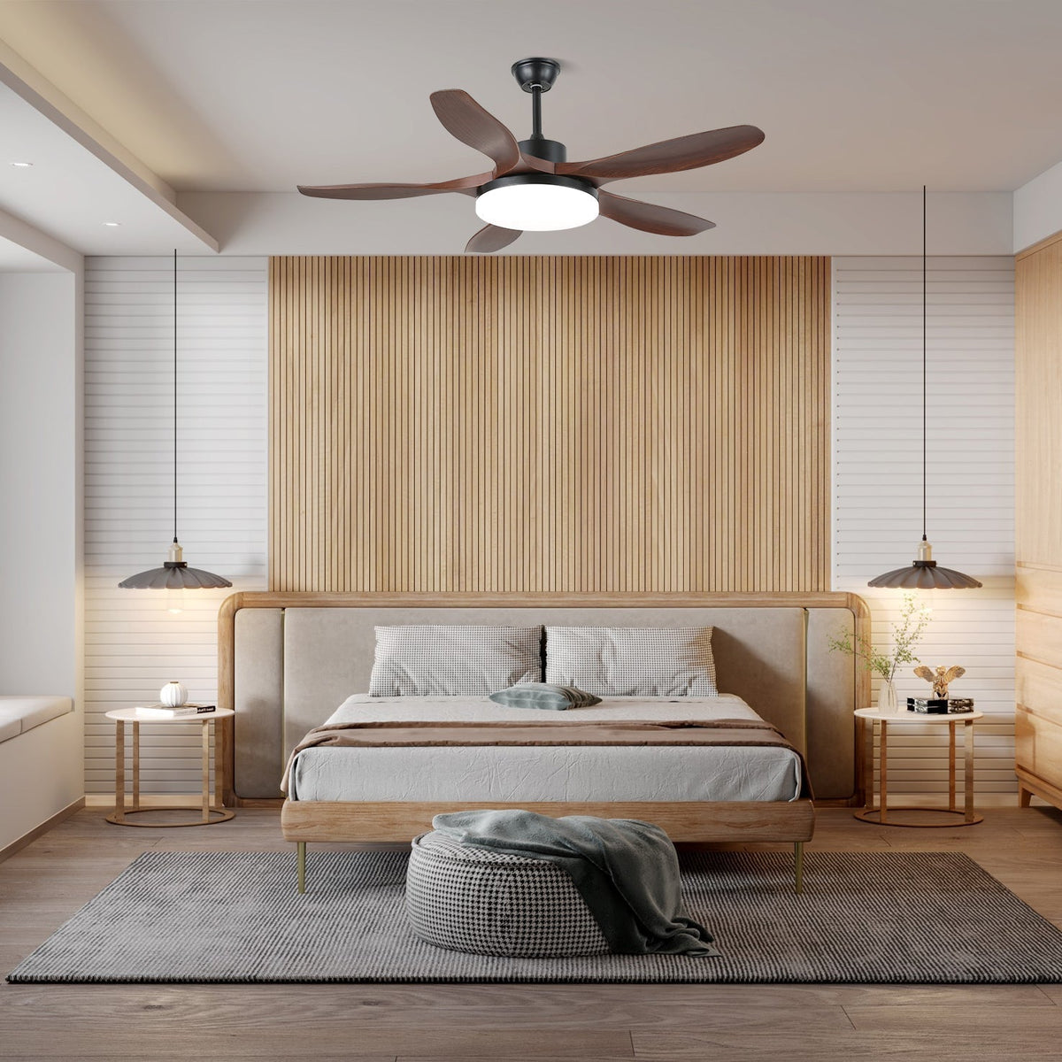 Ventilatore da Soffitto Minimalista in Legno Arysen con LED integrato