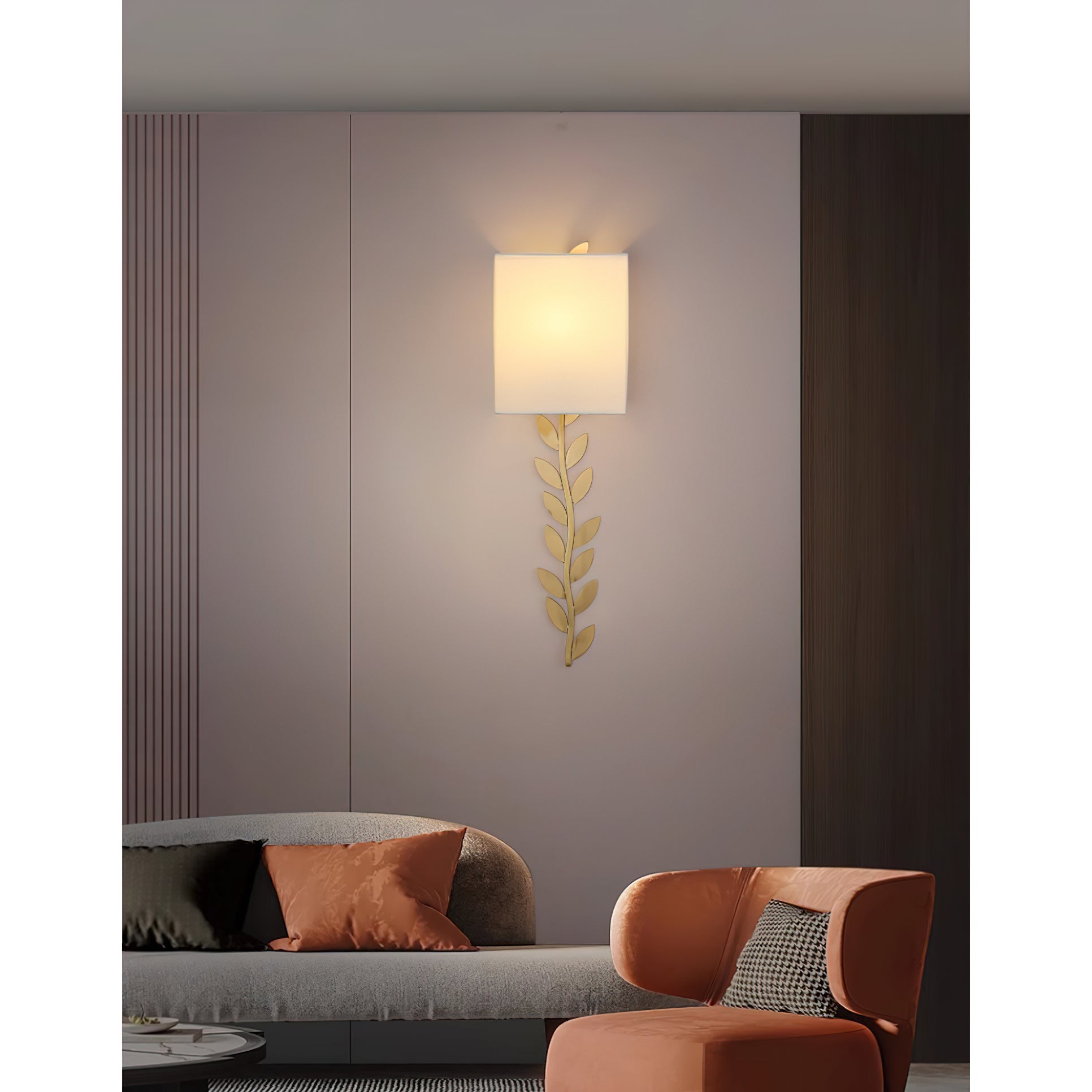 Plotuvyo Modern Minimalist Grove Brass Fabric Metal Wall Lamp - Lamp Copper