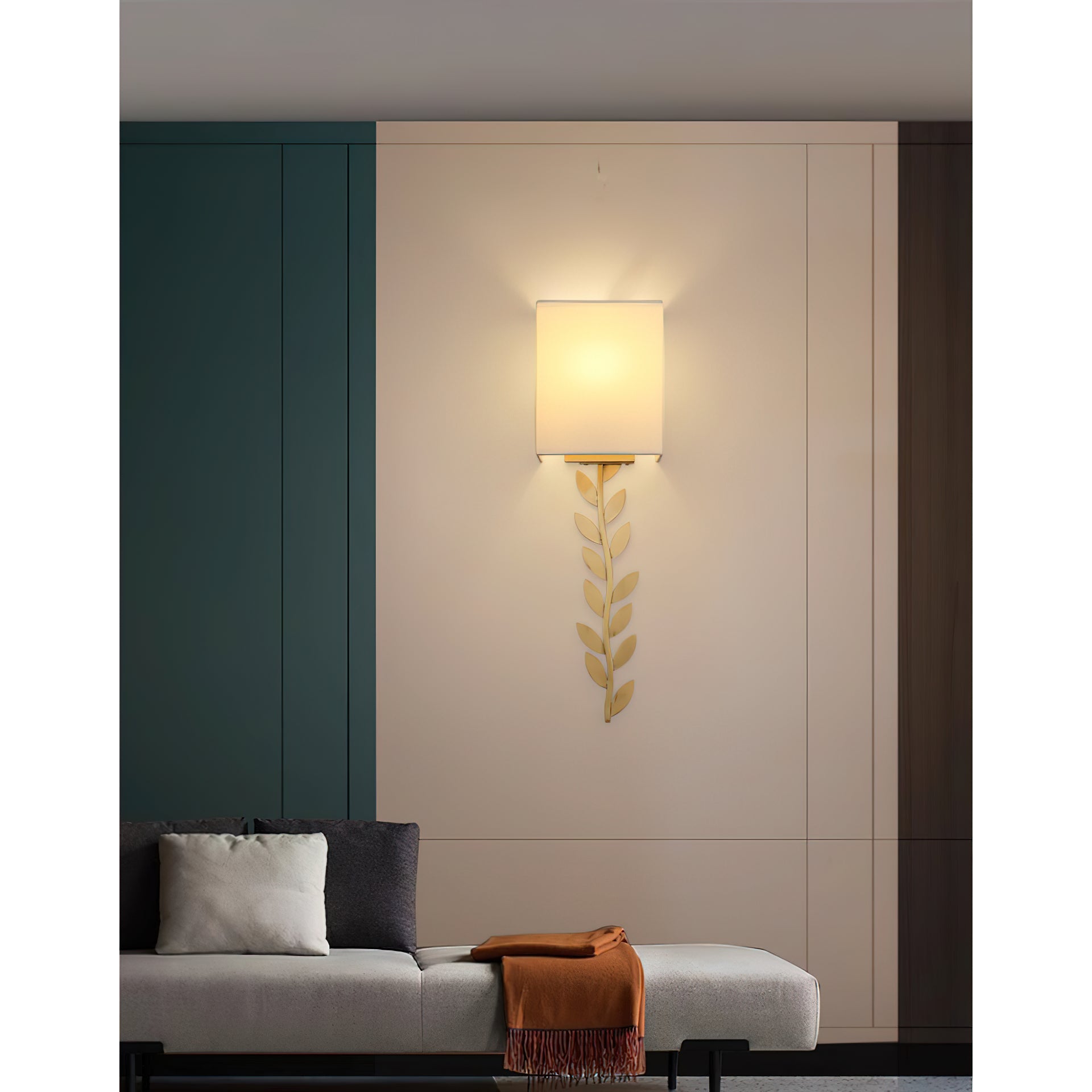 Plotuvyo Modern Minimalist Grove Brass Fabric Metal Wall Lamp - Lamp Copper
