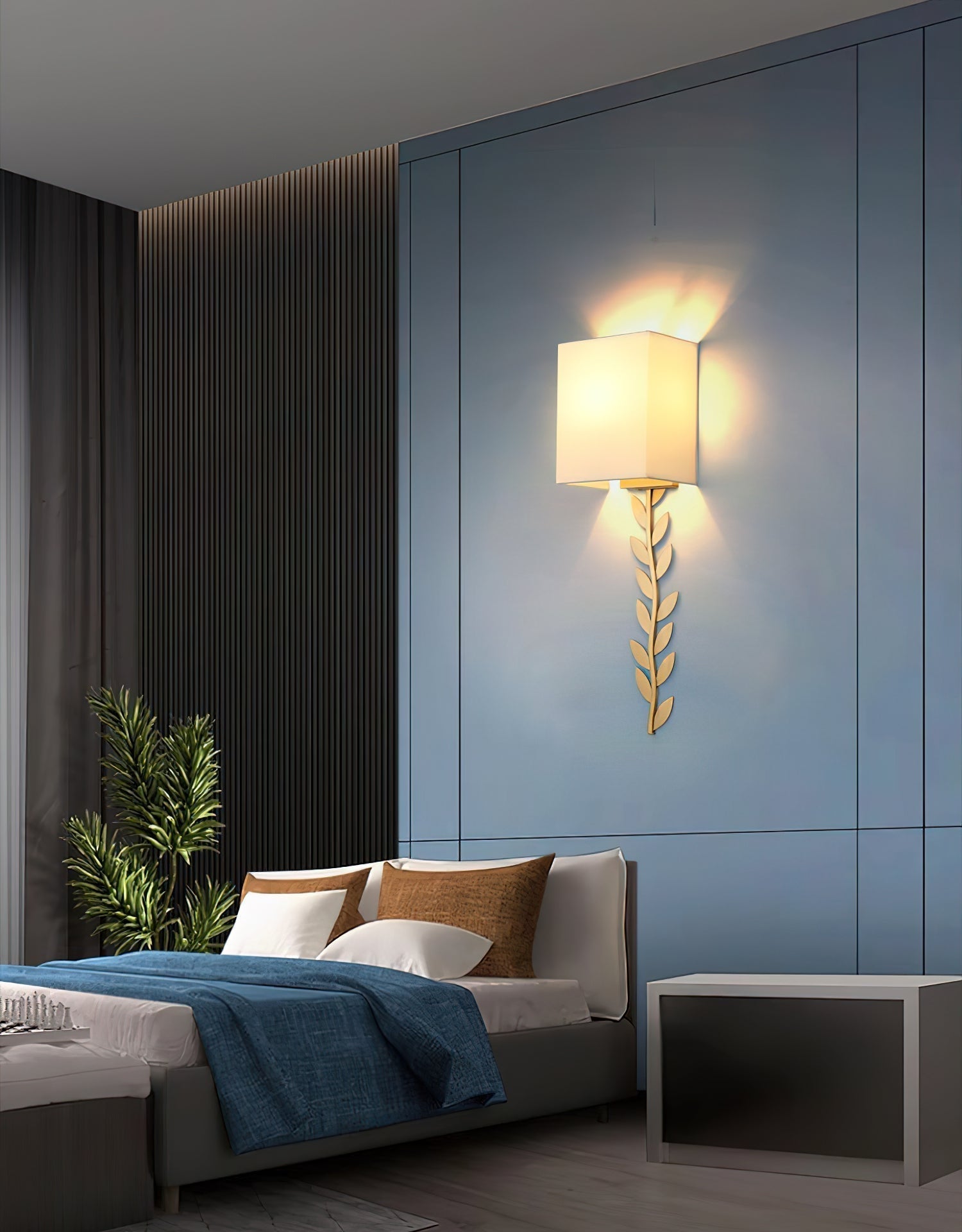 Plotuvyo Modern Minimalist Grove Brass Fabric Metal Wall Lamp - Lamp Copper