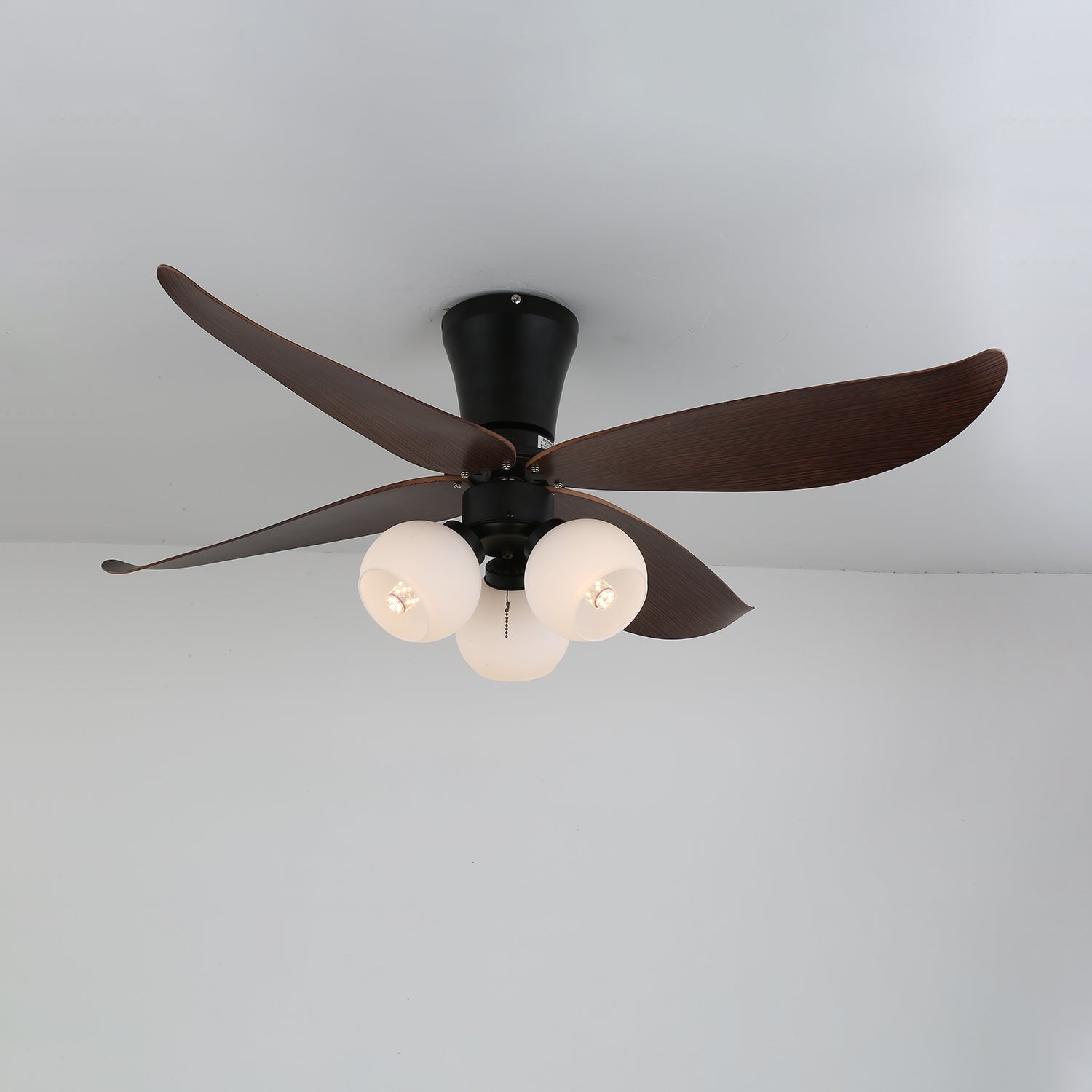 Ventilatore da Soffitto Lunair Vintage in Legno e Vetro con Luce