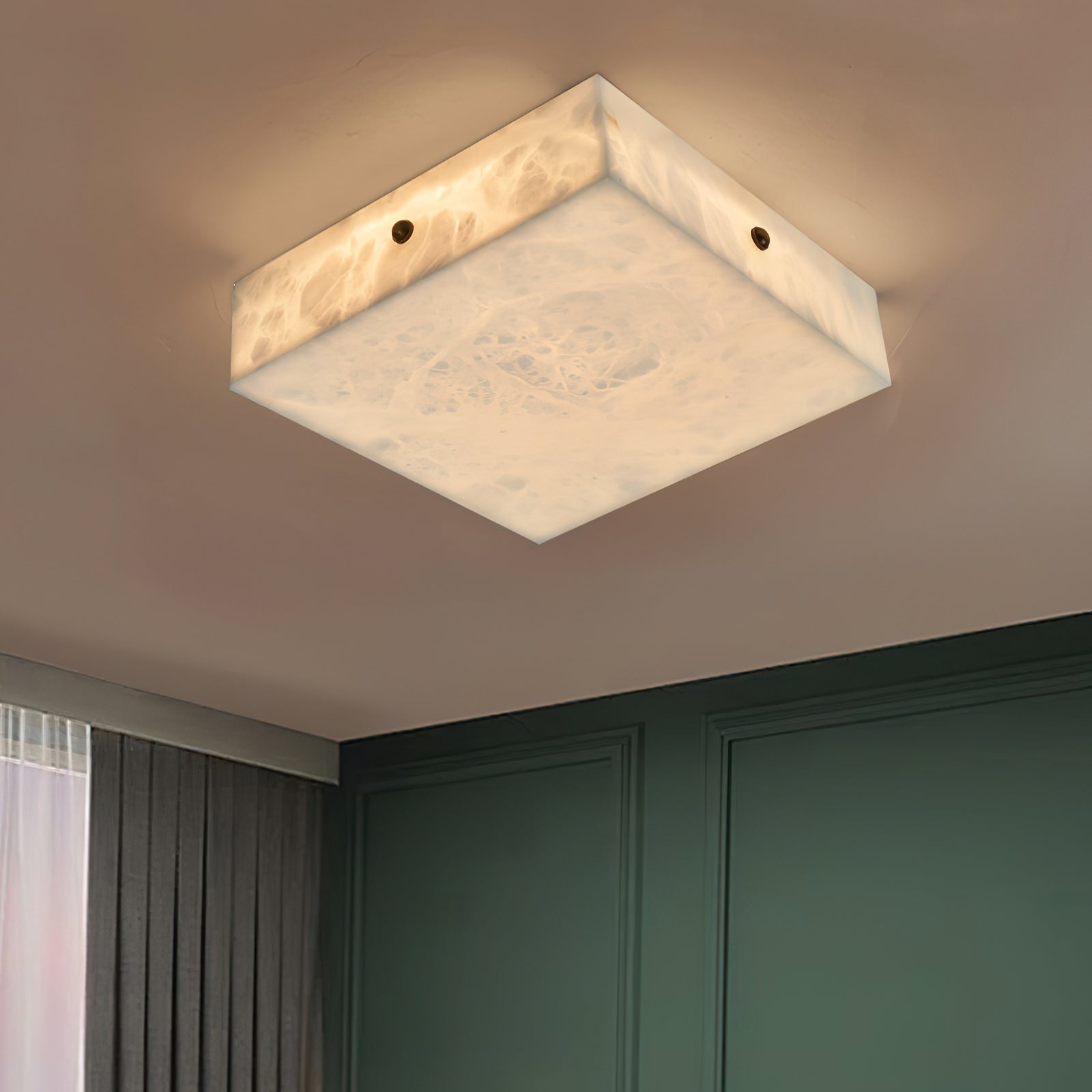 Rauduvys Modern Minimalist Alabaster Flushmount Ceiling Light - Lamp Copper