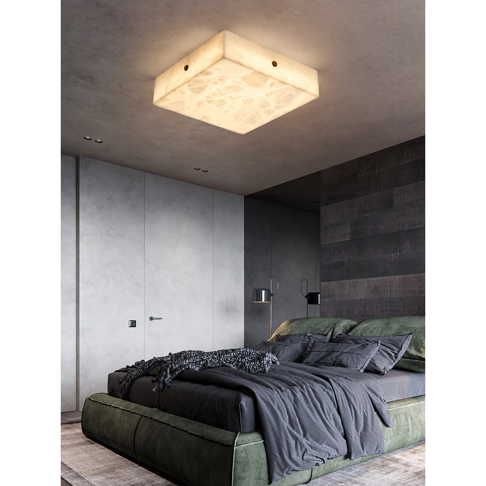 Rauduvys Modern Minimalist Alabaster Flushmount Ceiling Light - Lamp Copper