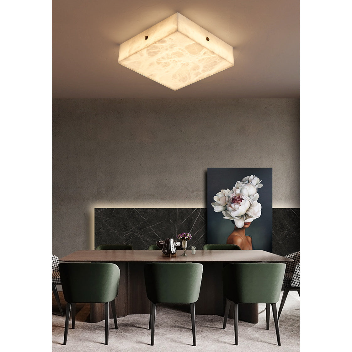Rauduvys Modern Minimalist Alabaster Flushmount Ceiling Light - Lamp Copper